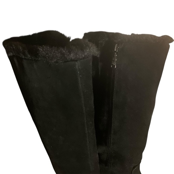 Blondo Waterproof Tall Suede Faux Fur Trim 100% Wool Lining Block H2” Black 8.5 - Picture 6 of 9